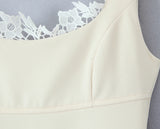 Purpdrank  Sexy Spliced Lace U Collar Big Backless Sling Dress Woman Low Slim Waist Pleated Swing Ball Gown Mini Tank Dresses Robe