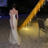 Purpdrank  Thousand Layer Snow Strap Bodycon Dress Autumn Winter French Style Elegant Socialite High-end Exquisite Long Dress