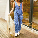 Purpdrank  Elegant Women Denim Bib Overalls Chic Straight Jeans Jumpsuit Romper Pants With Pockets Strap Onepices Streetwear
