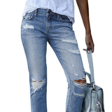 Purpdrank  Women's Slim Fit Jeans Straight Pants Wish Brand Europe & United States New Burr Hole