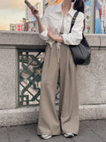Purpdrank  Vintage Loose Women's Wide Leg Pants 2025 New Spring Summer High Waist Lace-up Casual Full Length Trousers Pocket Female