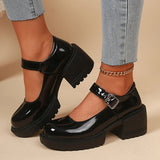 Purpdrank  Patent Leather High Heels Mary Jane Shoes for Women Fashion Buckle Strap Platform Pumps Woman Japanese Thick Heel Lolita Shoes