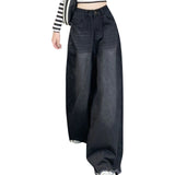 Purpdrank  Harajuku Style High Street Black High Waist Jeans For Women Loose Fitting And Slimming Versatile Wide Legged Floor Length Pants