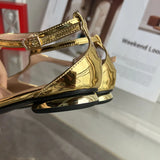 Purpdrank  Summer New Fashion Patent Leather Women Shoes Casual Flat Heel Pointed Toe Buckle Strap Mules Dress Sandals Slides