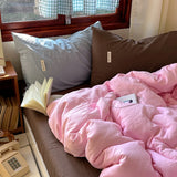 Purpdrank   New Water-washed Full-process Printing and Dyeing Solid Color Mixed Matched Duvet Cover Set Spring Summer Skin Quilt Cover