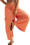 Purpdrank   New Spring Summer Colorful Striped Pants Casual Fashion Loose Lace Up Straight Pants Women