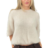 Purpdrank  Women's Spring Autumn Knit Sweaters Half Sleeve O Neck Solid Color Casual Knitwear Loose Pullover Tops