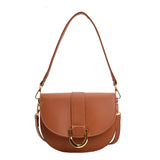 Purpdrank  Famous Brand Saddle Shoulder Bags For Women Golden Hardware Solid Color PU Crossbody Bag New Luxury Designer Handbags