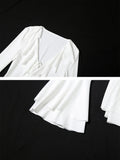 Purpdrank  Lace Trim Ruffled Long Sleeve Dresses Women' S Clothes Autumn 2025 V Neck Flare Sleeve Irregular Mini Dress