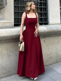 Purpdrank  Sleeveless Backless Bodycon Zipper Straps Pleated Long Dress Solid Sexy Elegant Maxi Dress Party Club Prom Summer Outfit