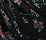 Purpdrank  Sexy Women Black Flower Print Spliced Mesh Bra Corset style Mini Dress Slim Waist Party Skater Bow Lacing up Sling Robe