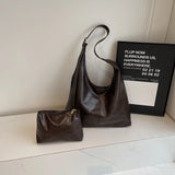 Purpdrank  Fashion Women Tote Bag Set 2-IN-1 Soft PU Leather Pure Color Large Capacity Shoulder Shopper Totes With Small Pockets 2025