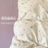 Purpdrank  Knitted Class A Bedding Set Floral Style Bed Linen Set Soft Double Yarn Four-Piece Set Quilt Cover Set Bed Sheets Gift for Home