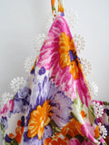 Purpdrank  Sexy Colored Flower Print Tide Bow V neck Mini Sling Dress Women Slim Elastic Waist Party Skater Short Sling Robe Holiday