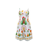 Purpdrank  A European and American women's casual vacation halter A-line printed dress