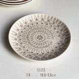 Purpdrank  Ceramic Round Shape Floral Plates Dinner Sets Large Capacity Large Plate Dessert Salad Plate Beautiful Table Tableware Services