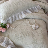 Purpdrank  Vintage French Carved Velvet Lace Ruffles Soft Warm Winter Bedding Set Duvet Cover Flat/Fitted Bed Sheet Pillowcases 4Pcs