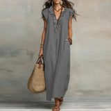 Purpdrank  Summer Hot Butterfly Sleeveless Vacation Beach Dress Woman Spring V Neck Ruffles Pocket Long Dress Casual Boho Maxi Dresses