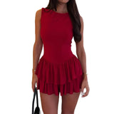 Purpdrank  Spring and Summer Women's Sleeveless Solid Color Knitted Splicing Dress