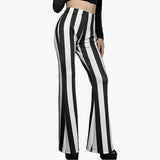 Purpdrank  Plus Size Casual Pants Fashion Sport Yoga Pants Striped Print High Waist Flared Long Trousers Comfortable Polyester Fabric