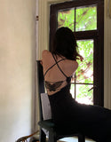 Purpdrank  Elegant Black Midi Dress Women Fashion Party Prom Sexy Lace Backless Dresses Summer Gyaru Korean Straps Bodycon Vestidos