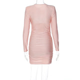 Purpdrank  New Fashion Spring Fall Women Sexy Low Cut Deep V-Neck Long Sleeve Dress Office Lady Wrap Hip Mini Skirt Casual Clothing Gift