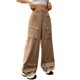 Purpdrank  Spring and Summer Loose Casual American Wide-leg Pants Street Pocket Women's Overalls