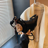 Purpdrank  Retro Brown  Crossbody Bag for Women Versatile Autumn Winter Faionable Cow Horn Bag Single oulder Soft PU Leather