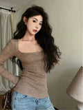 Purpdrank  Spring Retro Sweaters Cashmere Women Solid High Stretch 2024 Minimalist Chic New Casual Gentle Office Lady Autumn