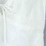 Purpdrank  Sexy White Jacquard Weave Floral Bow V neck Spliced Lace Sling Dress Women Slim Waist Chiffon Mini Dresses Party Robe