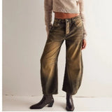 Purpdrank  Vintage Harajuku Wide Leg Loose Jeans Women's Mid-low Waist Y2k Pants Streetwear New Baggy Jeans Blue Black Design Ladies Pants