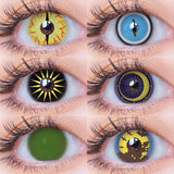 Purpdrank  2pcs Cosplay Colored Contact Lenses Anime Blue Red Eyes Lenses Halloween Green Makeup Eyes Contact Crazy Lens Yearly