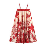 Purpdrank  Holiday Slash Collar Tree Print Sling Dress Women Loose Straight Swing Midi Long Dresses Robe BOHO Femme Vestidos