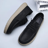Purpdrank  Men's Casual Leather Shoes Outdoor Flat Designer Business Casual Walking Shoes British Style Lace Up Office Oxford Shoes