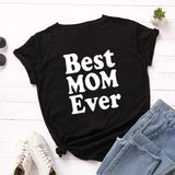 Purpdrank  Women's Loose round Ne ort Sve Cotton T-irt Thin Mom Ever Best Mom Ever Street Sle Print Creative Design Spring Su...