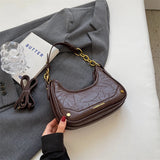 Purpdrank  Retro Underarm Shoulder Bags For Women Luxury Designer Purse And Handbags French Style Pure Color Chain Crossbody Bag