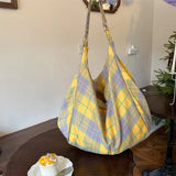 Purpdrank  Colorful Plaid Shoulder Bags for Women Large Capacity Portable Ladies Tote Underarm Bag Travel Outdoor Female Casual Handbags