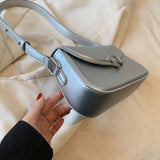 Purpdrank  Loving Heart Buckle Crossbody Bags For Women Luxury Designer Handbags Silver Color Small Shoulder Underarm Phone Bag