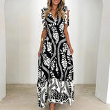 Purpdrank  Bow Tie Up High Waist Holiday Long Dress Sexy Sleeveless Pleated Suspender Dresses Women's V Neck Print Bohemian Dress Vestidos