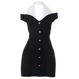 Purpdrank  Sexy Backless Halter Women Office Dress 2025 Spring Summer Fashion Slim Sleeveless Elegant Retro Party Prom Dress Mini Vestidos