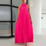 Purpdrank  Women Sexy Off Shoulder Dress New Elegant Solid Swing Loose Party Dress Spring Female Halter Slim Banquet Long Dress