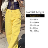 Purpdrank  Yellow Loose Straight Baggy Jeans Women Y2K Streetwear 2025 Korean Fashion Pink Casual High Waist Vintage Wide Leg Denim Pants