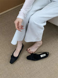 Purpdrank  Luxury Satin Bowknot Ballet Flats Women Summer Comfort Square Toe Shallow Dress Pumps Fashion Brand Designer High Heels Sandals