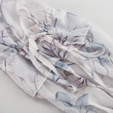 Purpdrank  Fashion Printing Lace Up Tierred Dresses Spring Women Square Collar Long Sleeved Short Dress Autumn High Waist Slim Mini Dress