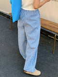 Purpdrank  Vintage Plaid Women's Wide Leg Pants Pockets 2025 New Sping Summer High Waist Casual Straight Loose Trousers Female