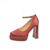 Purpdrank  Spring Thick Heel Women Mary Jane Shoes Fashion Ankle Strap Ladies Elegant Wedding Party Pumps
