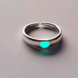 Purpdrank - Love Heart Ring Glow In Dark Fashion Adjustable Couples Rings Silver Color Pink Blue Light Jewelry Gift For Lover