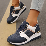 Purpdrank  Plus Size 44 Fashion Sports Shoes for Women Comfort Wedge Casual Shoes Outdoor Versatile Woman Anti Slip Lace Up Running Shoes