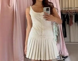 Purpdrank  Fashion Sexy Sling Dress Slim Fit Waist Cincher Pleated Mini Skirt Women
