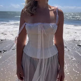 Purpdrank  y2k Tops Women Summer Spaghetti Strap Sleeveless Bustier Corset Camisole Pleated Vest 2000s Aesthetic Clothes Clubwear